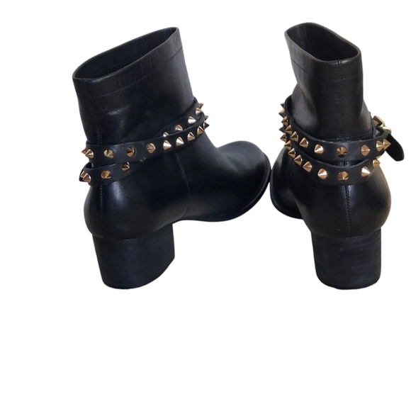 Matisse Biker Black Buttery Soft Leather Spike Studded and Buckle Ankle Boots - Picture 7 of 15